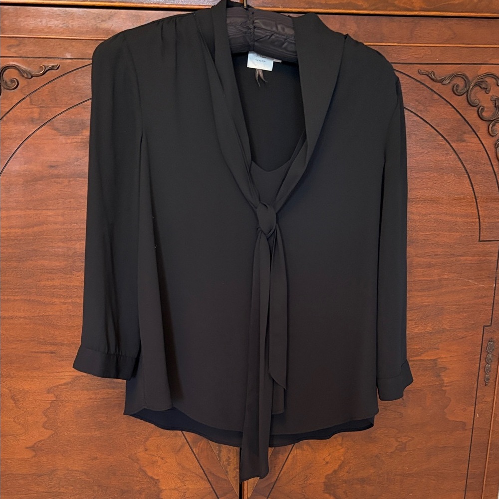 HD in Paris Black Tie-Neck Blouse